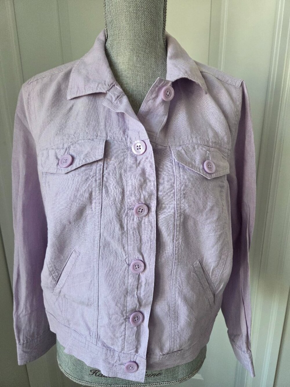 Lilac Linen Jacket Fall Feminine Size small